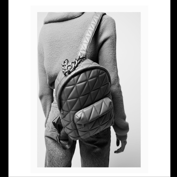 ZARA QUILTED BACKPACK WITH LUG SOLE CHAINS | NWT - Picture 5 of 6